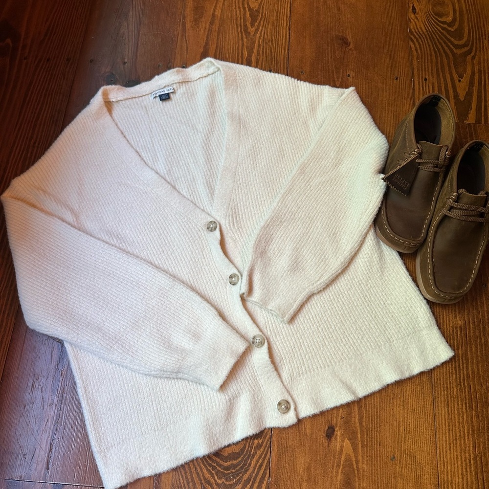 American Eagle Outfitters Cream Cardigan Sweater